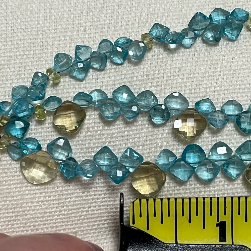3 strand blue topaz & lemon citrine gemstone bracelet 14k gold clasp - Picture 7 of 13